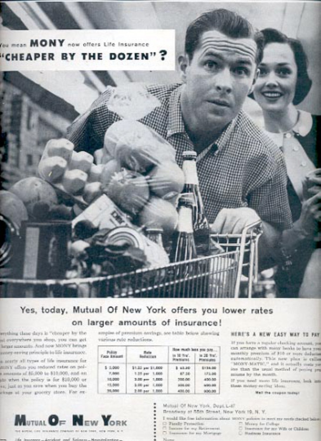 1957 Mutual of New York Insurance Company ad (# 4933)