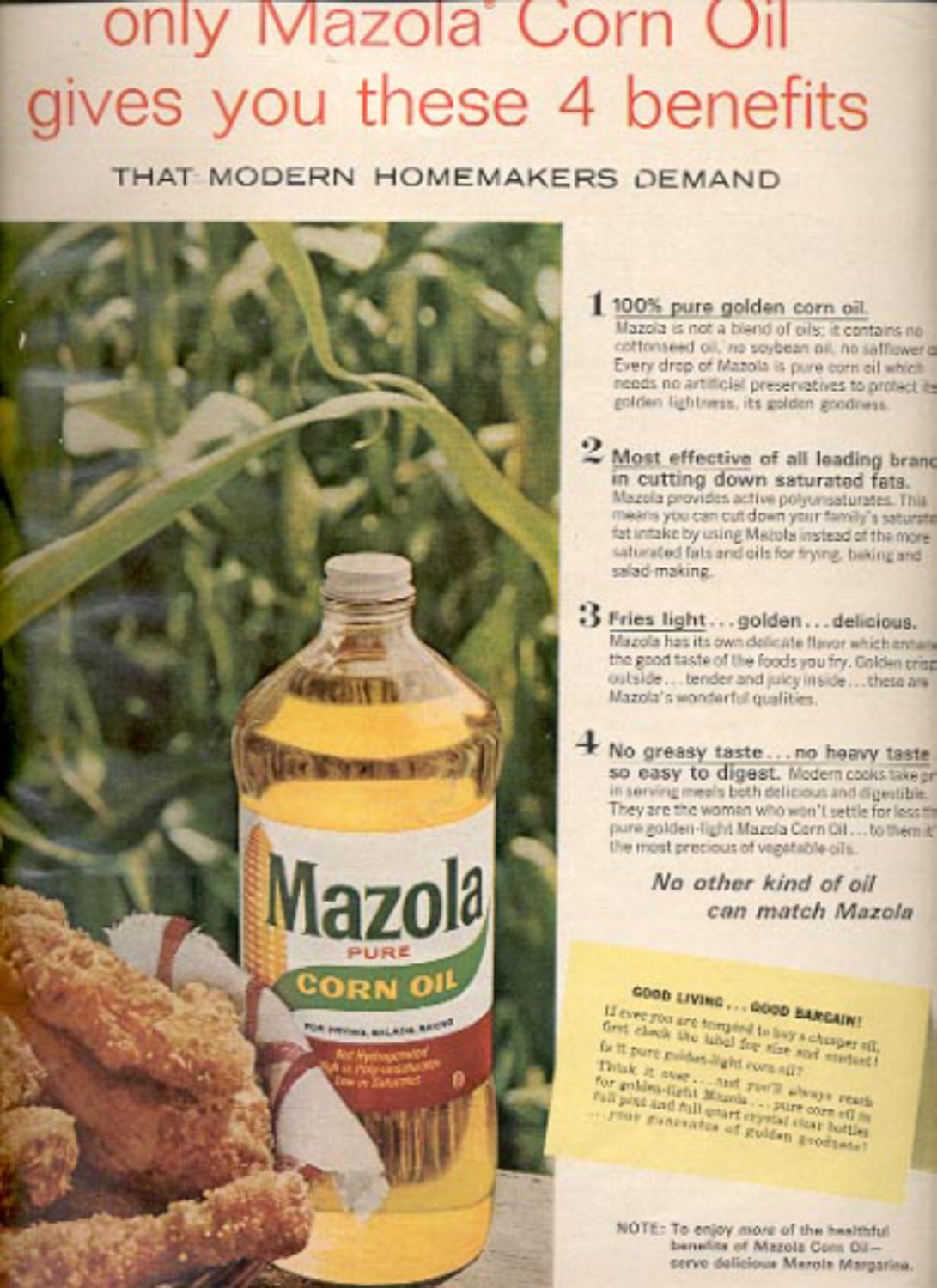 1964 Mazola Pure Corn Oil ad (# 4866)