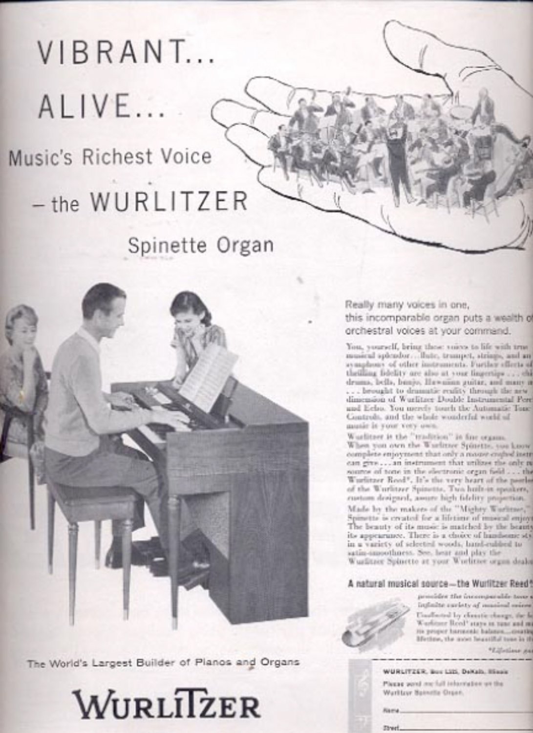 1959 Wurlitzer Spinette Organ ad (#5554)