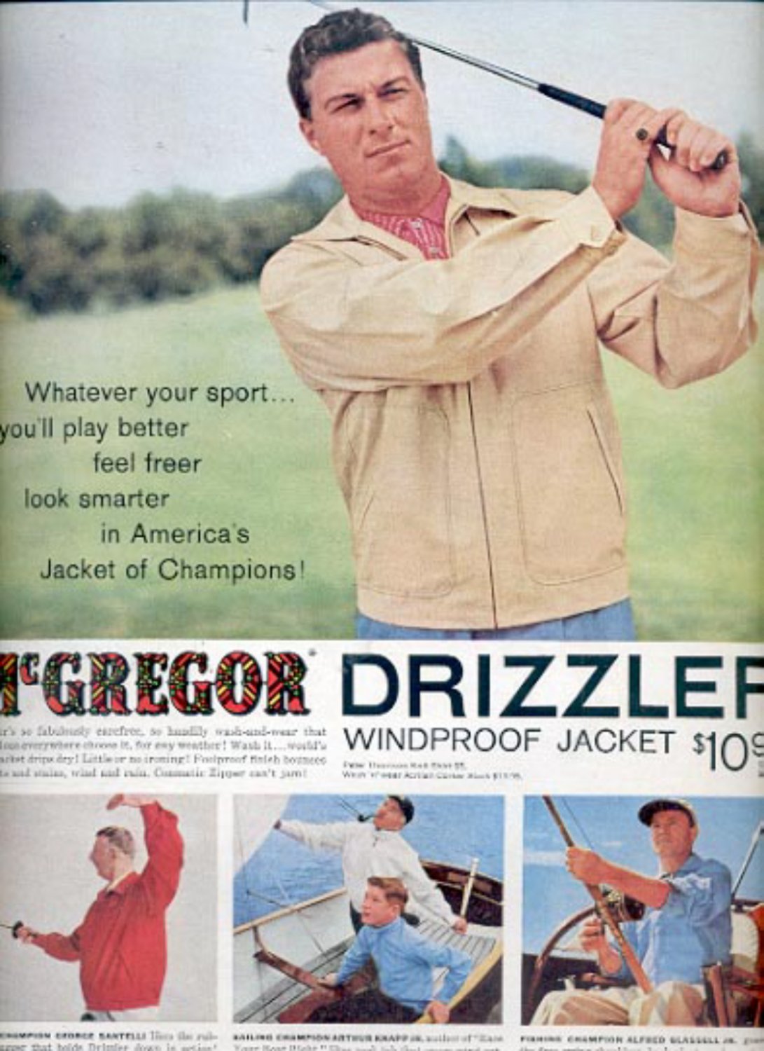 1957 McGregor Drizzler Windproof Jacket ad (# 4950)