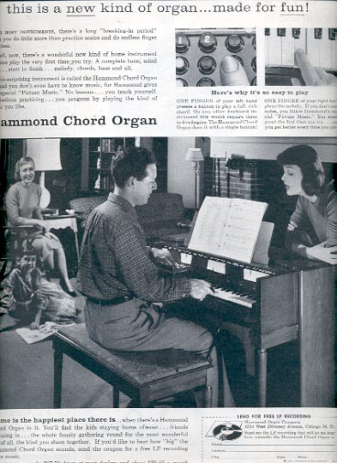 1957 Hammond Chord Organ ad (# 4924)