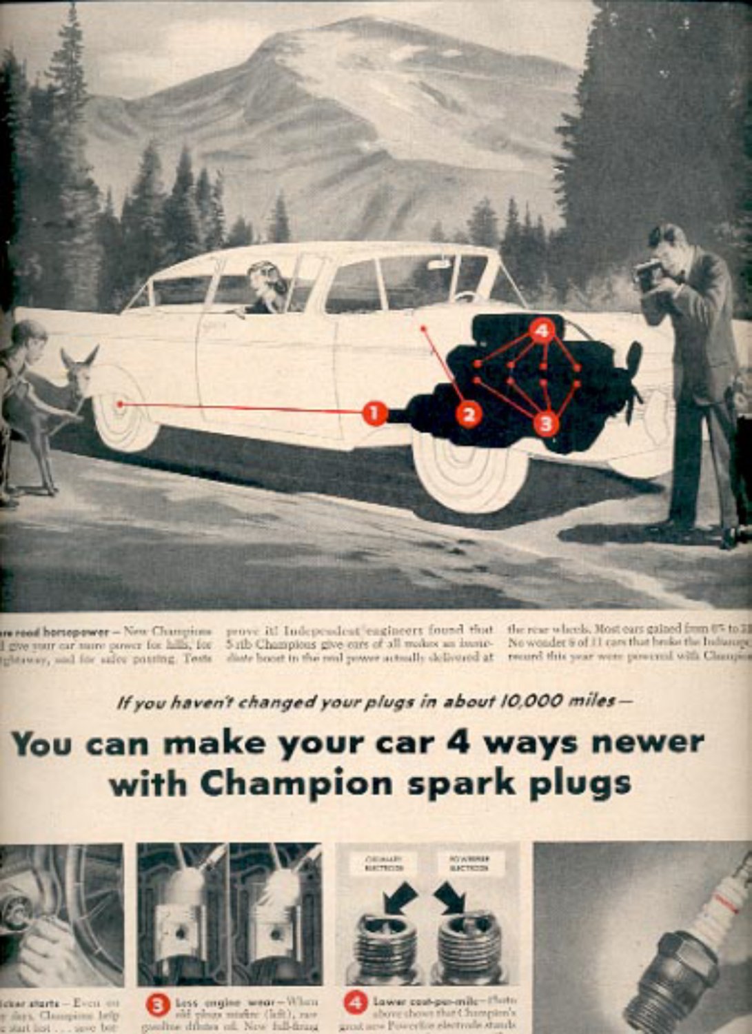 1957 Champion Spark Plugs ad (# 4923)