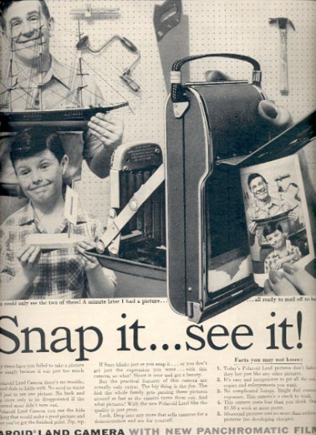 1957 Polaroid Land Camera with new Panchromatic Film ad (# 4954)