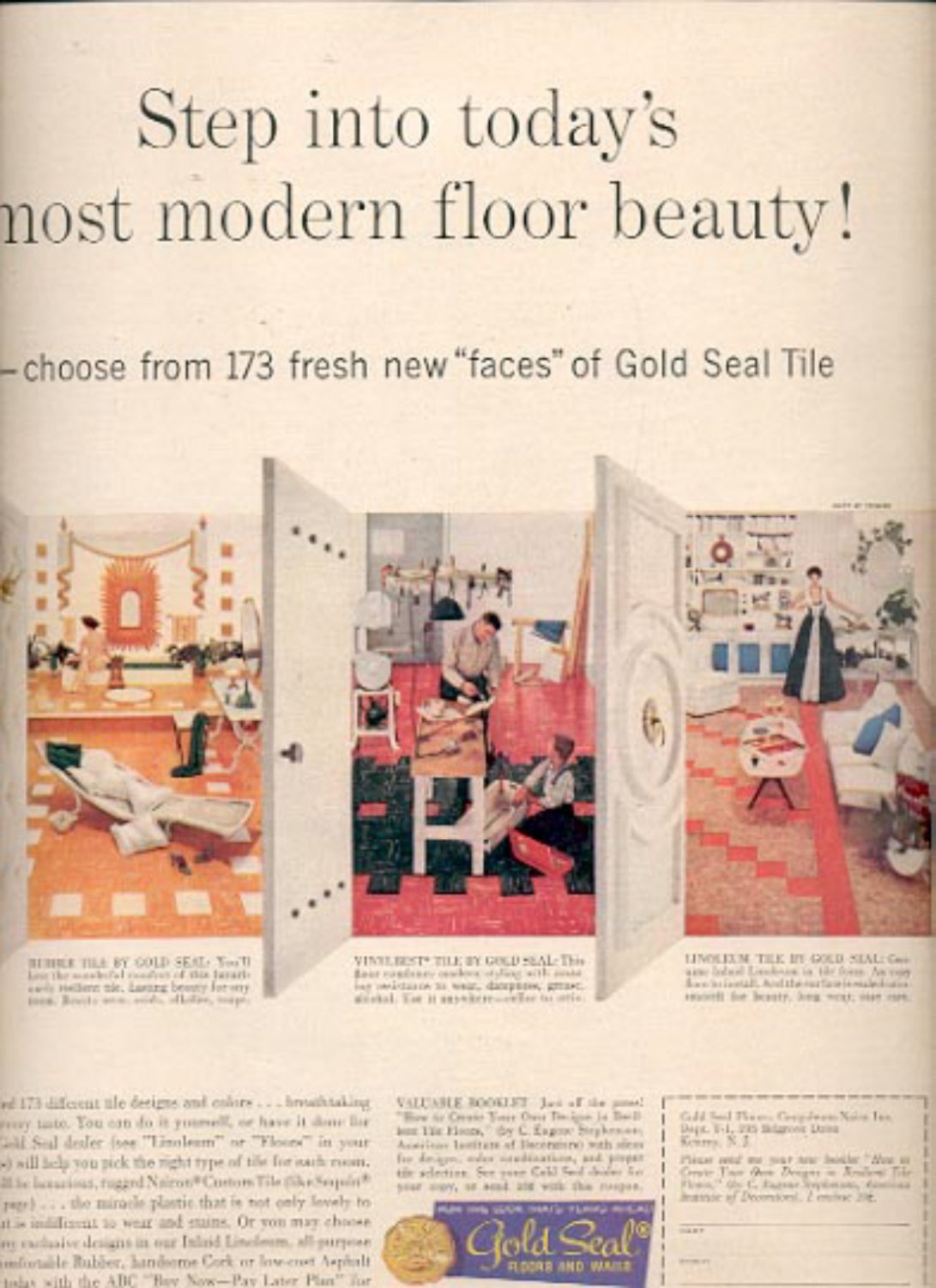 1957 Gold seal Tile- Congoleum- Nairn, Inc. ad (# 4962)