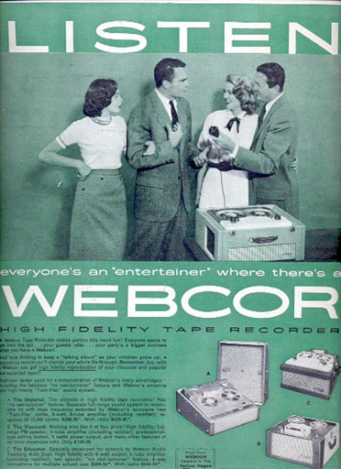 1957 Webcor Tape Recorder ad (# 4944)