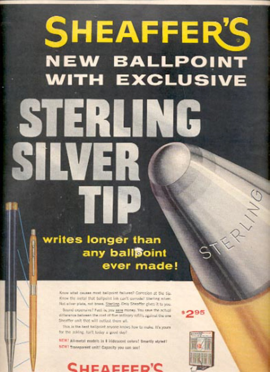 1957 Sheaffer's Sterling Silver Tip Ballpoint ad (# 4932)