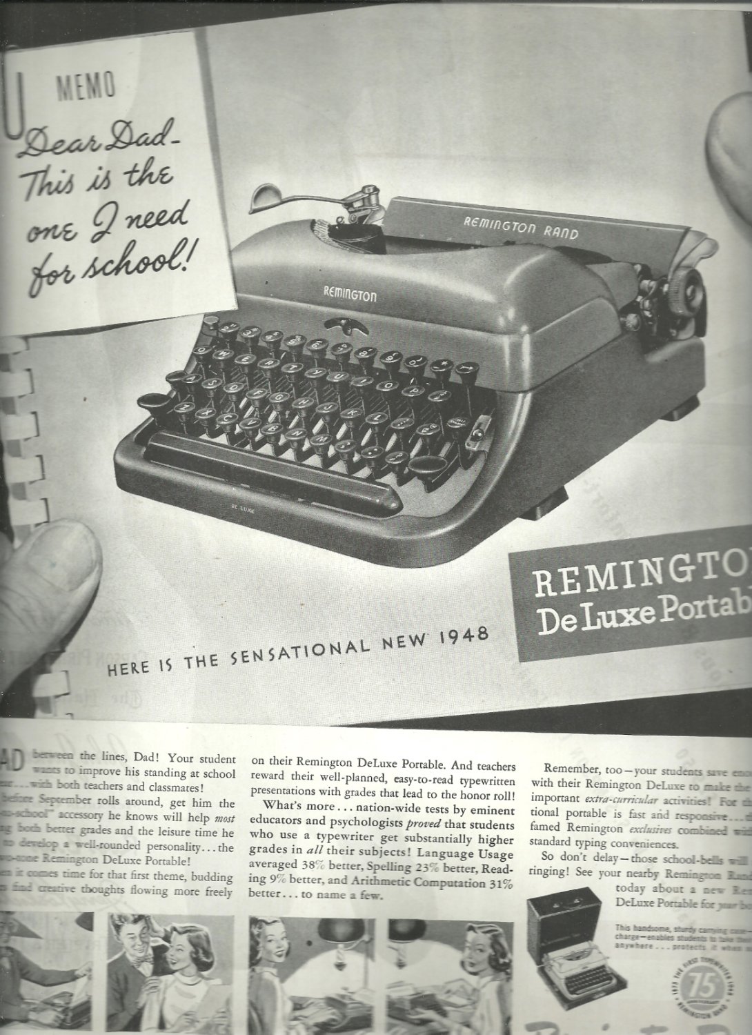 Sept. 1948 Remington Rand Typewriter ad ( 2687 )
