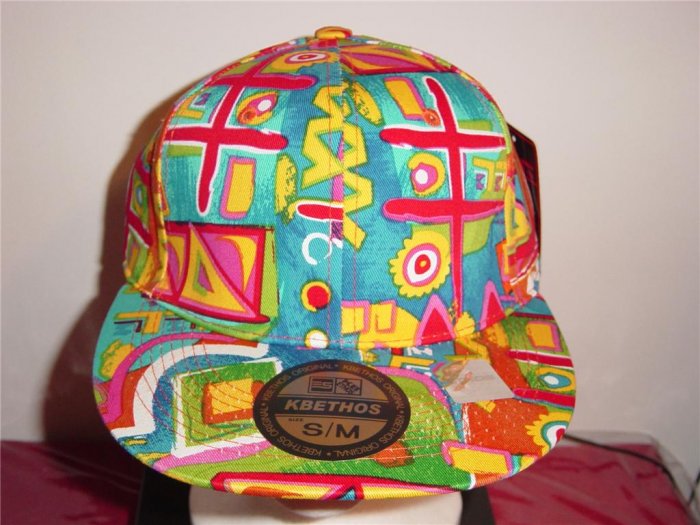 New Blue K&B Ethos Aztec Fitted Retro-Pop Fresh Prince Era Caps