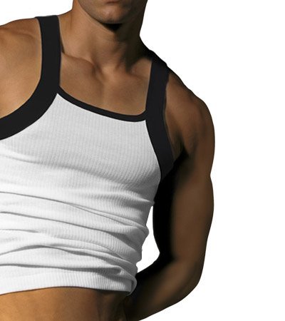 2 PACK NEW MEDIUM CONTRAST SQUARE CUT TANK TOP T-SHIRTS similar to 2Xist G Unit
