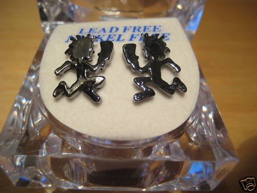 ICP HATCHET MAN JUGGALO SILVER STUD EARRINGS JUGGALO HATCHETMAN BLACK