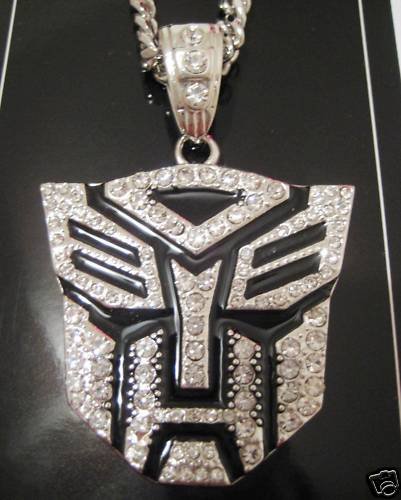 SILVER DIAMONDS TRANSFORMERS AUTOBOTS DECEPTICONS PENDANT CHARM + 35" NECKLACE CHAIN