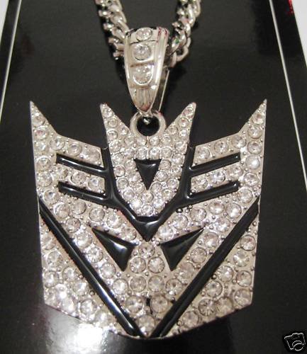 SILVER DIAMONDS TRANSFORMERS AUTOBOTS DECEPTICONS PENDANT CHARM + 35" NECKLACE CHAIN
