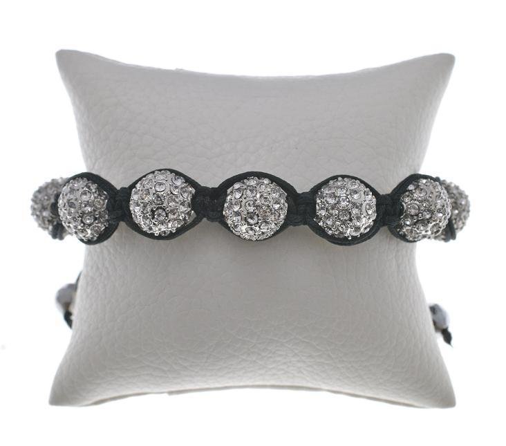 NEW SHAMBALLA SILVER 12MM CZ DIAMOND BALLS BRACELET MACRAME MB11RH
