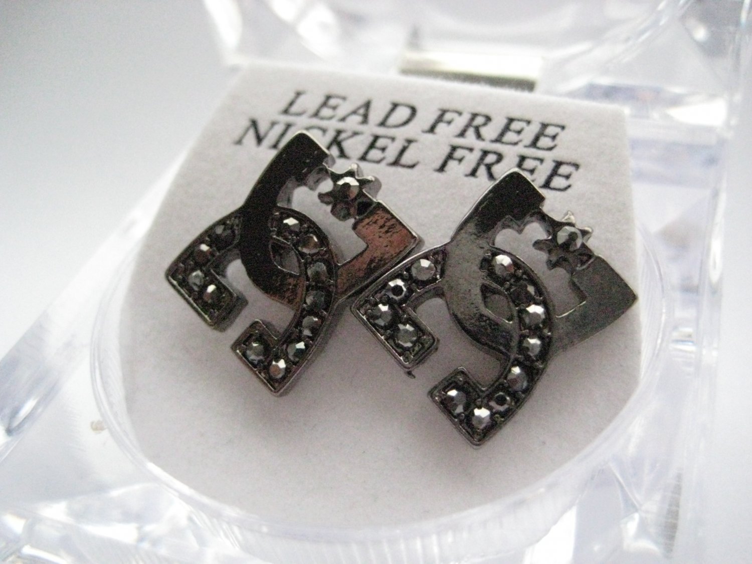 Dc Shoes Company Black Stud Earrings Diamonds Half