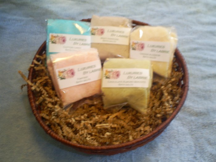 5 variety pack of handcrafted bath salts
