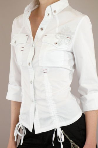 MurMur 3/4 Sleeve White Button Down Small Shirt