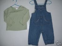 2 piece set Janie and Jack Dragonfly Dream Overalls Top 12 18