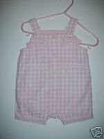 NWT Gymboree TINY POND Gingham Overalls Shorts 0 3