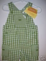 NWT Gymboree TINY POND Green Gingham Overalls 6-12 m