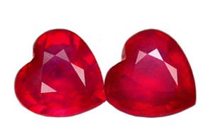 sold 1.20 ct. Rubies, Rich Red, 5 x 5 mm, Heart Shaped Natural Gemstones - 1 Pair