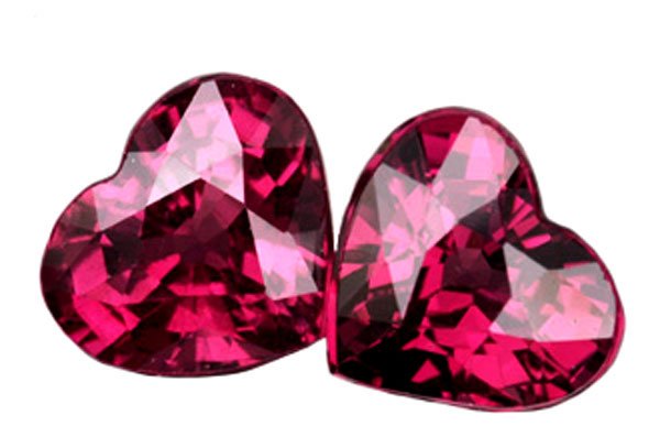 SOLD ? 2.59 ct. Rhodolite Garnet, Purple/Pink, VVS Heart Shaped Natural Gemstones - 1 Pair