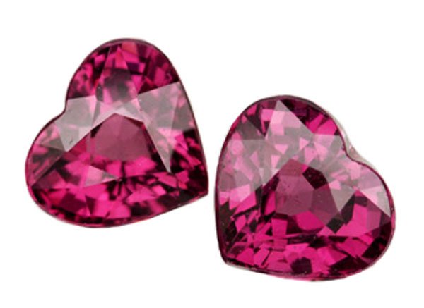 2.26 ct. Rhodolite Garnet, VVS, Pink Purple, Heart Shaped Faceted Untreated Natural Gemstones