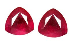 1.87 ct. Ruby, Pinkish Red, Trilliant/Trillion Faceted Natural Gemstones - 1 Pair/2 Pieces