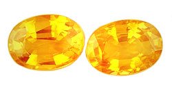 1.17 ct. Sapphires, Yellow Orange, VVS-VS Oval Faceted Gemstones, Ceylon - 1 Pair