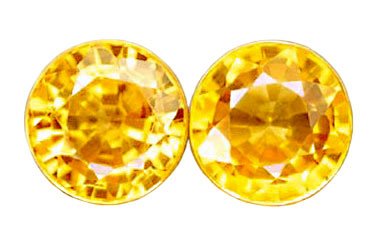 0.80 ct. Sapphire, Yellow, IF-VVS1 Round Faceted Natural Gemstones - 1 Pair
