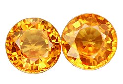 SOLD ? 0.85 ct. Sapphire, Golden Yellow, IF-VVS1 Round Faceted Natural Gemstones - 1 Pair