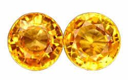 SOLD 0.75 ct. Sapphire, Golden Yellow, IF-VVS1 Round Faceted Gemstones - 1 Pair