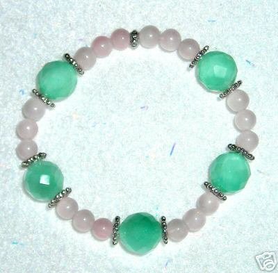 Chakra Reiki Rose Quartz Green Fluorite Bracelet Wiccan