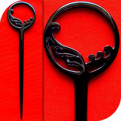 QueCraft Hair Stick / Pin BUFFALO HORN - Hand Carved