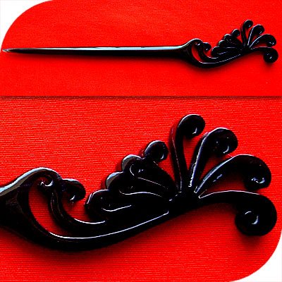 QueCraft Hair Stick / Pin BUFFALO HORN - Hand Carved
