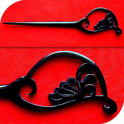 QueCraft Hair Stick / Pin BUFFALO HORN - Hand Carved
