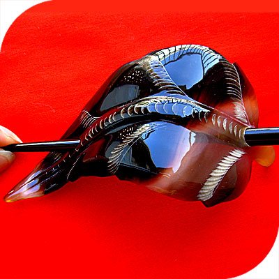 QueCraft LEAF Hair Pin / Barrette HORN - Hand Carved