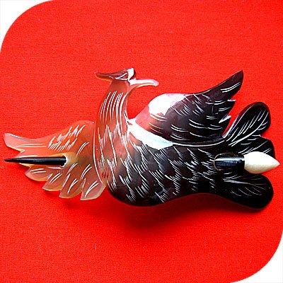 QueCraft PHOENIX Hair Pin / Barrette HORN - Hand Carved