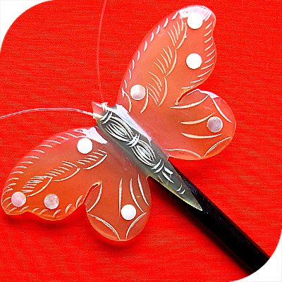 QueCraft BUTTERFLY Hair Stick / Pin HORN - Hand Carved