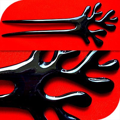 QueCraft Hair Pin / Fork BUFFALO HORN - Hand Carved