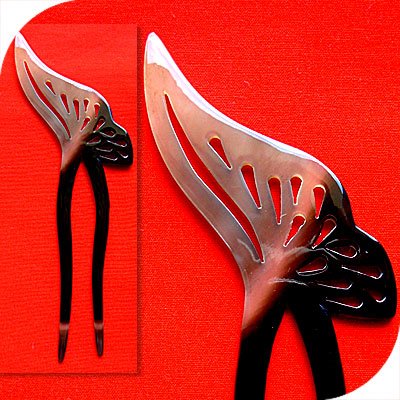 QueCraft Hair Pin / Fork BUFFALO HORN - Hand Carved