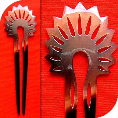QueCraft Hair Fork / Pin BUFFALO HORN - Hand Carved