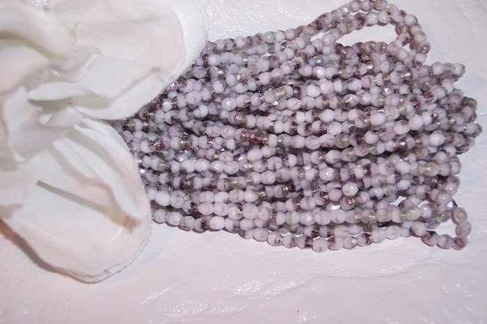 Czech Fire Polished 3mm Beads WHITE AMETHYST q.50