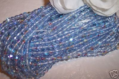 Lt. SAPPHIRE AB Czech Fire Polished 4mm Beads q.50