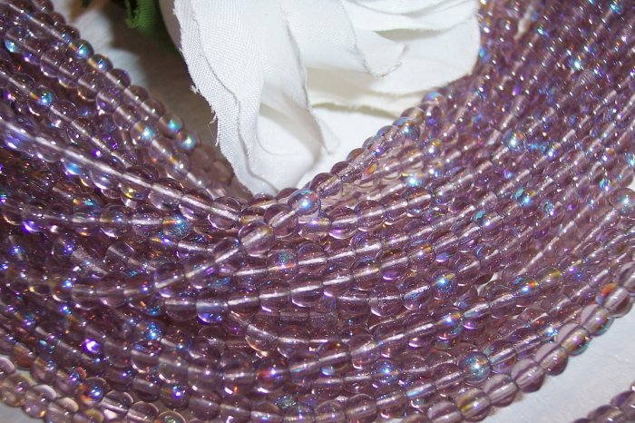 LILAC AB 4mm Round Czech Glass 100 pack