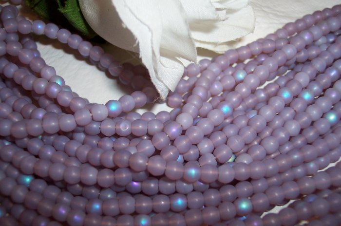 LILAC FROST/AB 4mm Round Czech Glass 100 pack