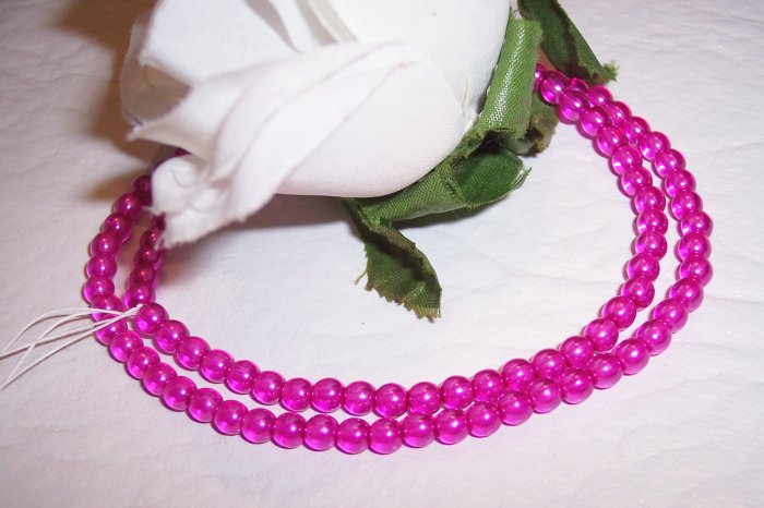 HOT PINK 4mm Round Czech Glass Druk Beads 100