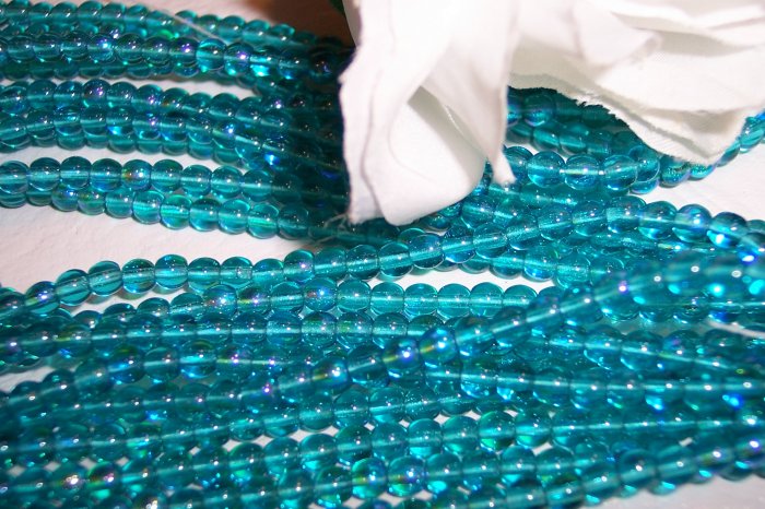 AQUA AB 4mm Round Czech Glass 100 pack