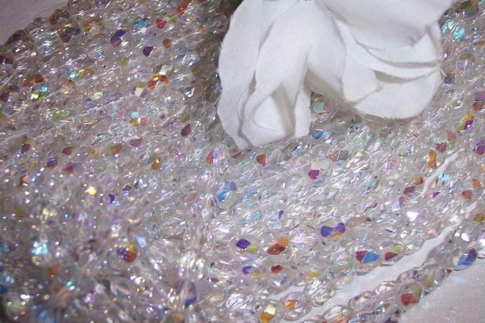 CRYSTAL AB Czech Fire Polished 6mm Beads q.50