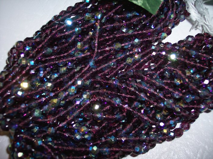 AMETHYST A.B. Czech Fire Polished Crystal 6mm Beads q.50
