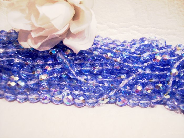 SAPPHIRE A.B. Czech Fire Polished 6mm Beads q.50